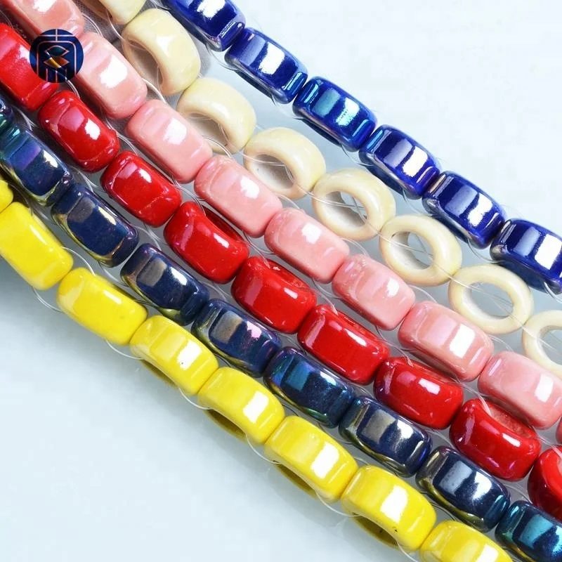 
Wholesale Oval Large Hole Glazed Porcelain Beads 