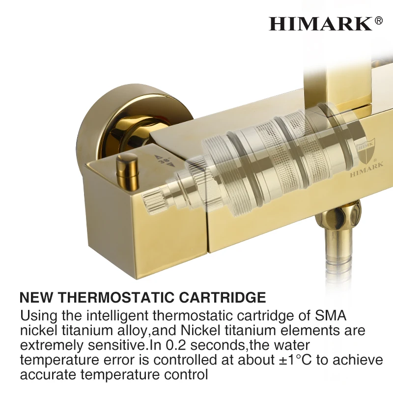 HIMARK modern bathroom wall mounted robinetterie salle de bain golden shower sets and faucets bath shower mixer