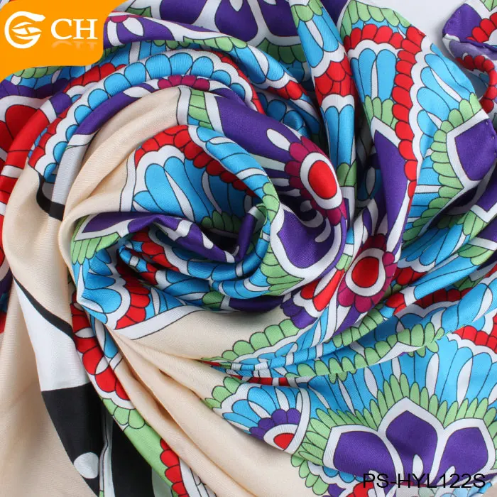 Factory Stylish 100% Silk  Digital Print Scarves Customize  90*90CM Fancy Scarf With Box Packing Custom Silk Scarves Printing