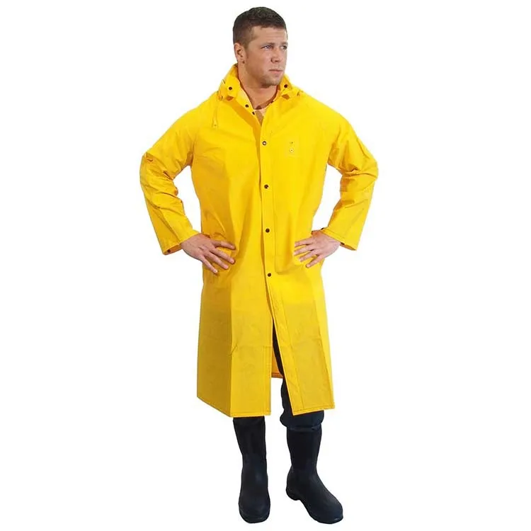 Raincoat Suit Heavy Duty Long Yellow PVC RainWear Rain Jacket Waterproof Poncho