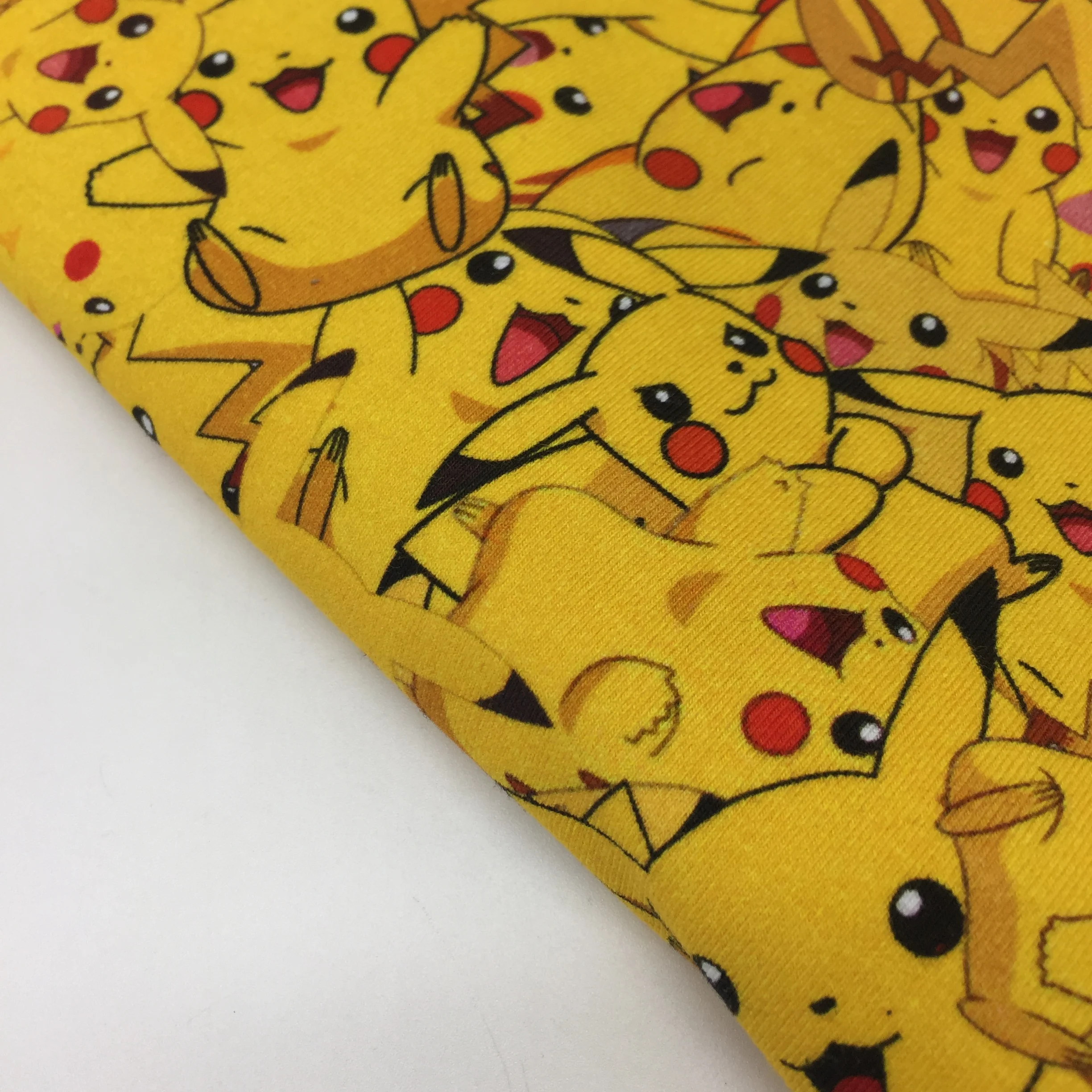 High Quality Custom Printed Pikachu Design Cotton Lycra Knit fabric for Baby Clothing