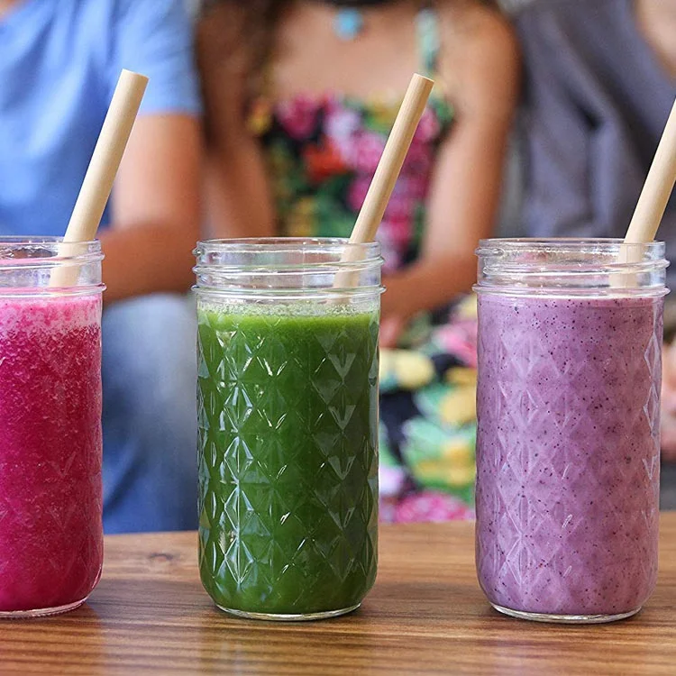 Reusable Natural Biodegradable Bamboo Straws for Drinking Bubble Tea