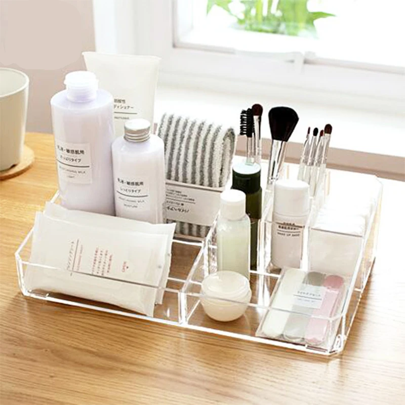 Modern Clear Acrylic Countertop Pull Out Storage Drawer/Cosmetic Organizer Box w/Tissue Dispenser