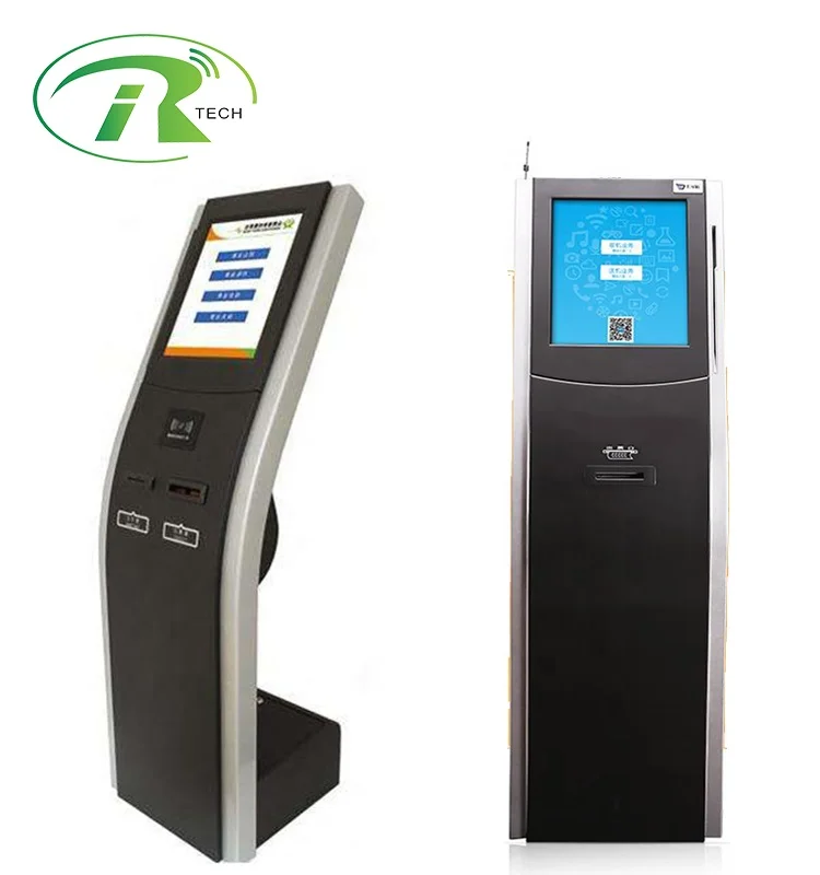China manufacturer IRTECH touch screen queue management system ticket dispenser kiosk with LED display