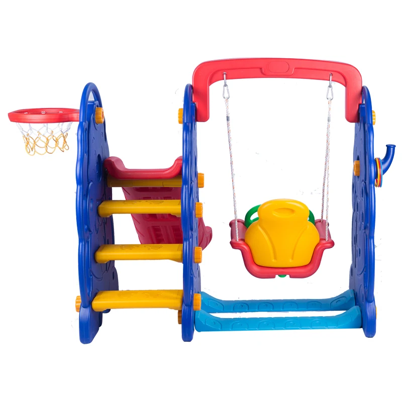 Popular kids plastic slide with swing baby indoor playground toys for kindergarten