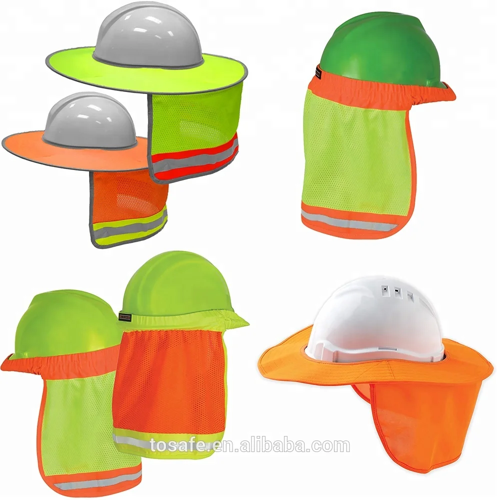 High Visibility Reflective Lime/ Orange Hi Vis Full Brim Hard Hat Sun Shade