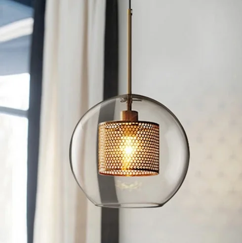 Post Modern Pendant Light Suspension Glass Ball Lamp For Hotel