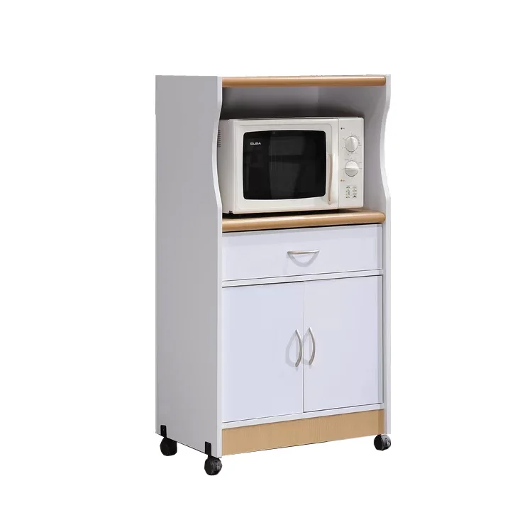 Service Moving Furniture White Trolley Island Wooden Kitchen Cart with Storage