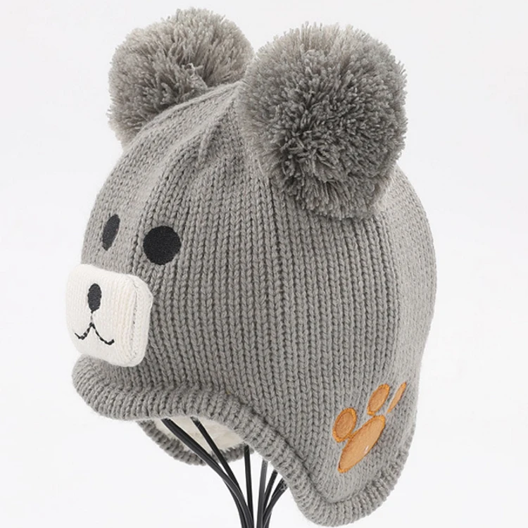 Fashion design bear personalized baby children cartoon characters beanie hat/ knitted crew hat for sale