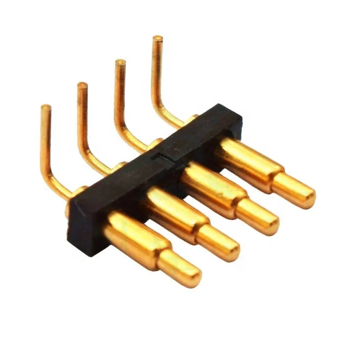 Right angle 1X4pin 2.54mm spring loaded pogo pin connector series