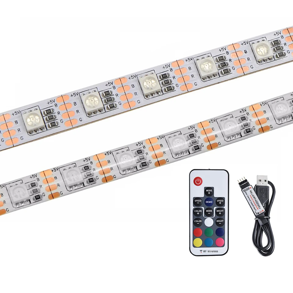 5V SMD5050 RGB 60led/m  white 10mm PCB TV backlight strip with self adhesive backing tape led 5V usb powered led strip light