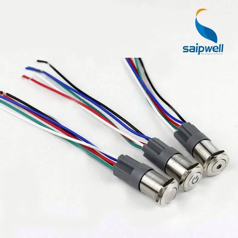 
16mm Stainless Steel Red Metal LED Momentary Type waterproof push button switch 12v With Socket 