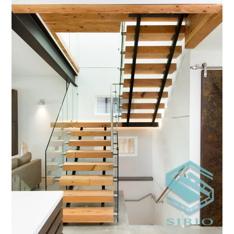Стальная лестница древесины ступени стекло перила лестницы лестница из закаленного стекла лестницы заказ лестницы