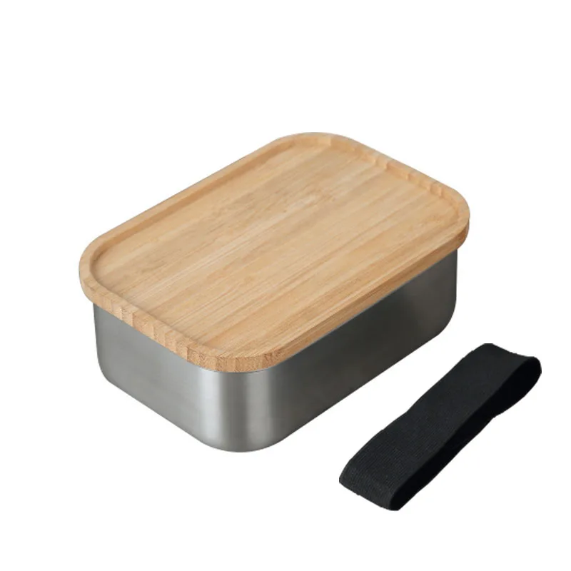 Eco friendly bamboo lip metal bento lunch box  School  Stainless Steel Lunch Containers camping bento Box