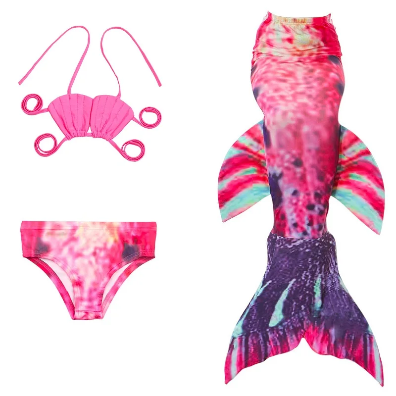 2018 Wholesale Mermaid Tails Swimwear Kid Bikini Cosplay Mermaid Swimsuit Baby Girls Beach Bathing Suit 3 Pieces 2-12Y