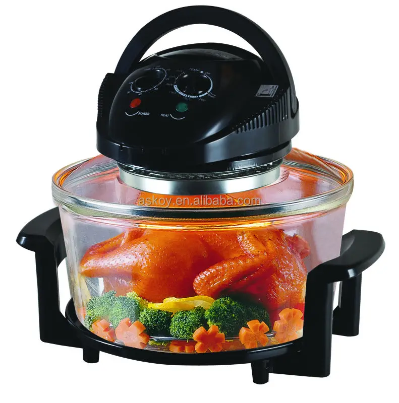 Hot sales big capacity air fryer glass halogen convection oven with 1200-1400W 12L