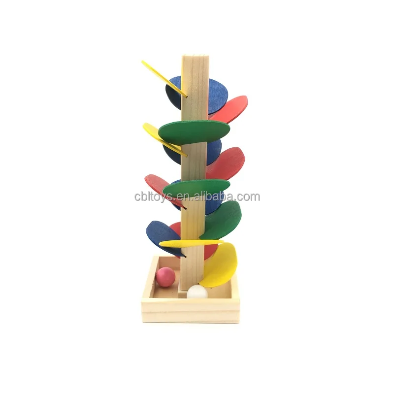 DIY wooden kits leaf STEM marble run toy for kids