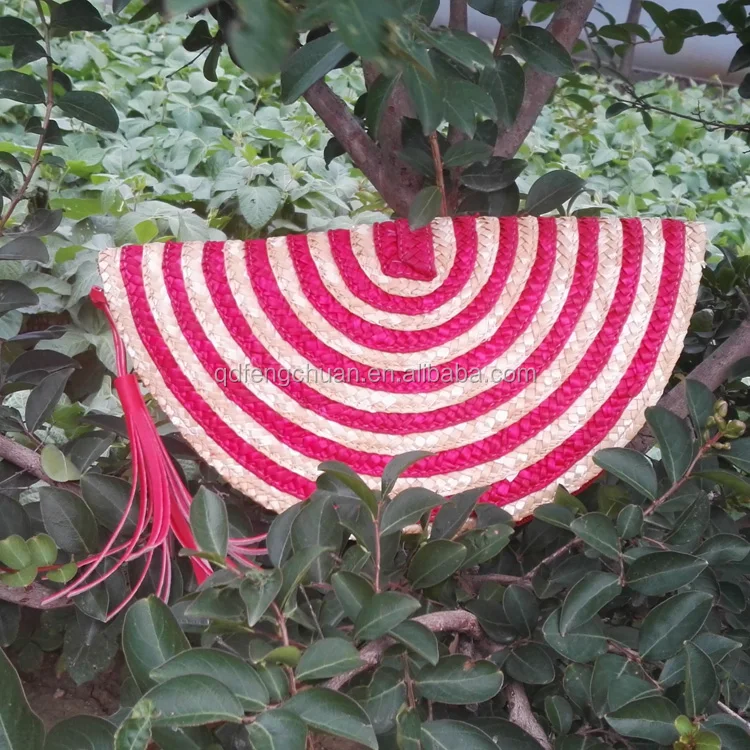 Праздничная модная соломенная сумка с кисточками женский клатч