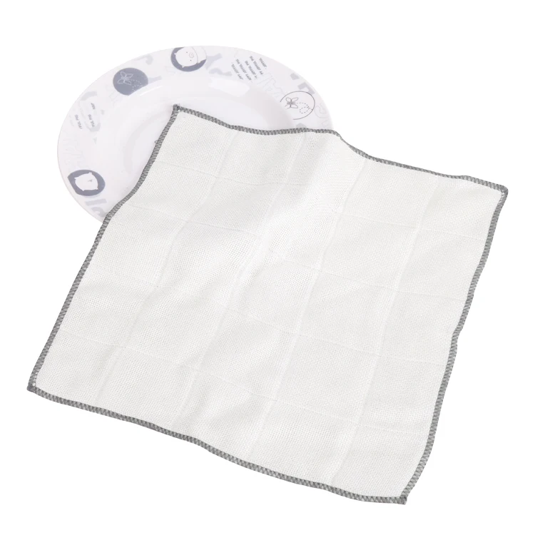30*30CM super soft non stick oil white color household cleaning rag microfiber cloth