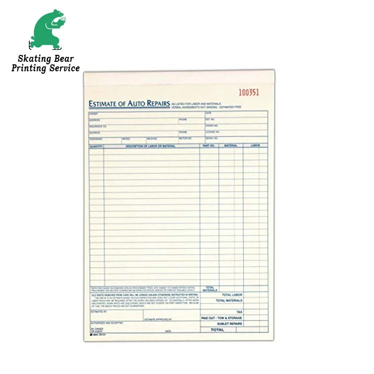 Custom Restaurant Bill Book NCR Forms Offset Printing Hot Stamping Paper & Paperboard Carbonless Paper Bill Book with Carbon