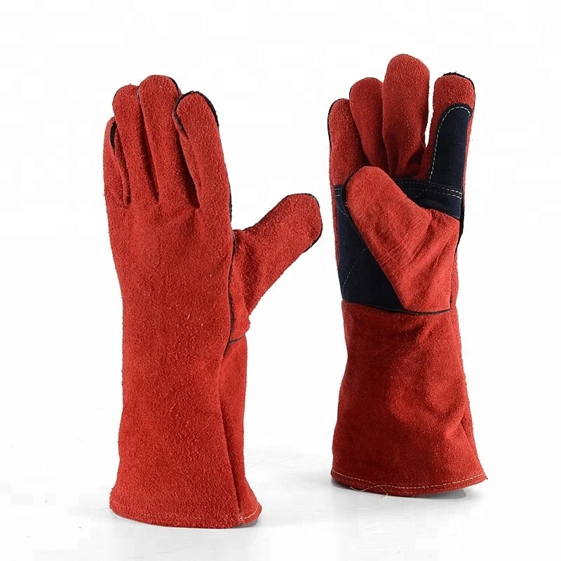 Factory 14" Cow Leather Welding Work Gloves With Insulated Lining