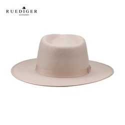 Винтажные Элегантные Женские Австралийские фетровые шляпы ручной работы из 100% шерсти с плоскими широкими полями на заказ