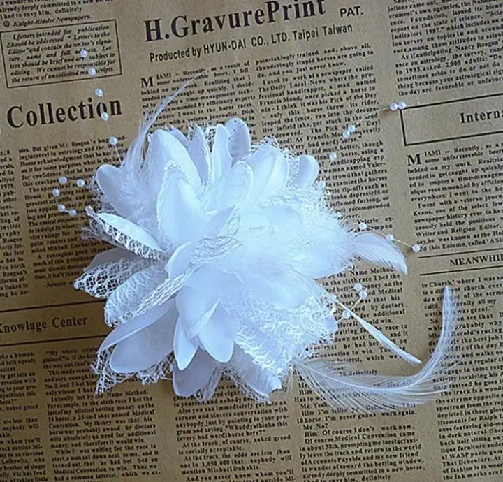 
Yiwu Bridal Trinket Red Wedding Head Flower Corsage Feather Headdress Wedding Shop Wrist Flower Bridal veil 