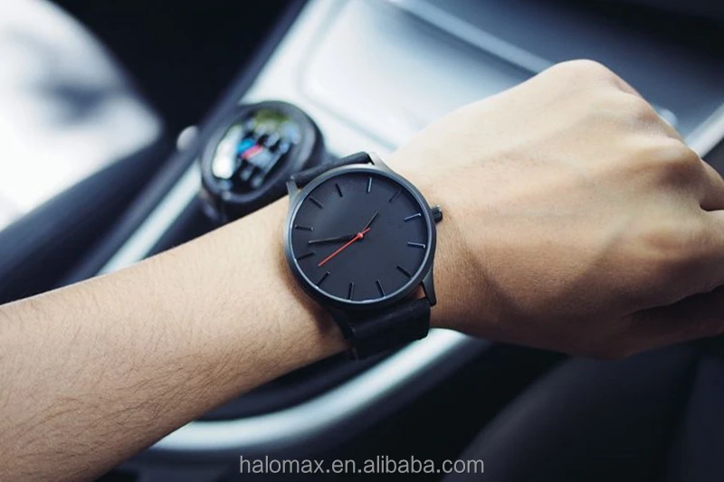 
new Big dial exquisite high-end calendar fashion quartz business watch matte leather 