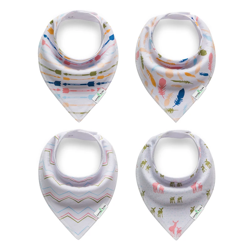 
Popular baby bibs print customized logo 4 packs baby bandana drool bibs organic baby bibs 