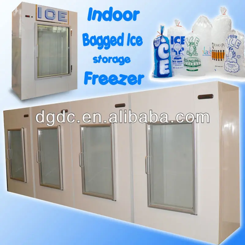 Indoor Single Glass Door Display Bagged Ice Freezer for 100 Bags Ice Storage