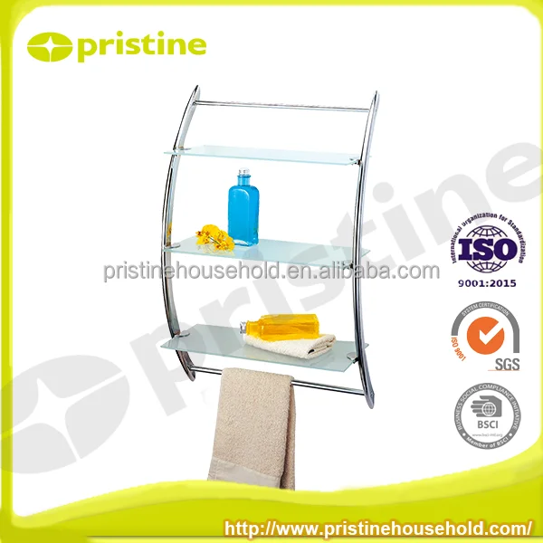 OEM home wholesale Taiwan household storage Furniture Manufacturer Wall Mounted Bathroom glass shelves lowes
