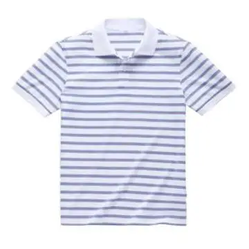 Poly / Cotton Sublimation Printing White Polo Shirt in Blue Stripe 180 GMS