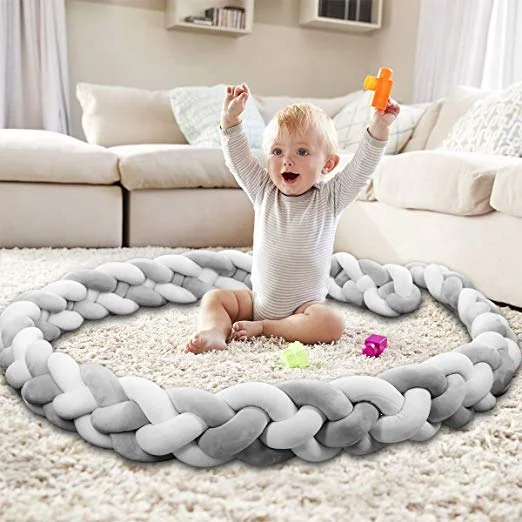 Cheap Price Knot Triple Braids Surrounded Baby Crib Bumper Baby Bedding Set For Sale