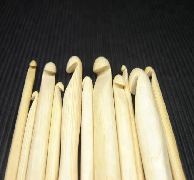 CH001 11sizes 15cm Natural color Bamboo Crochet Hooks