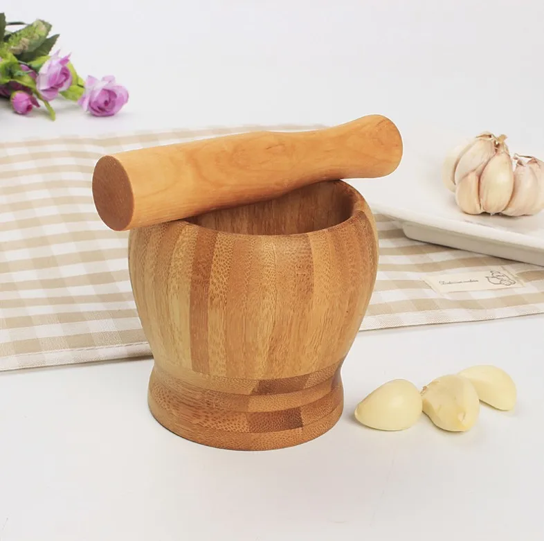 Natural bamboo mortar and perstle