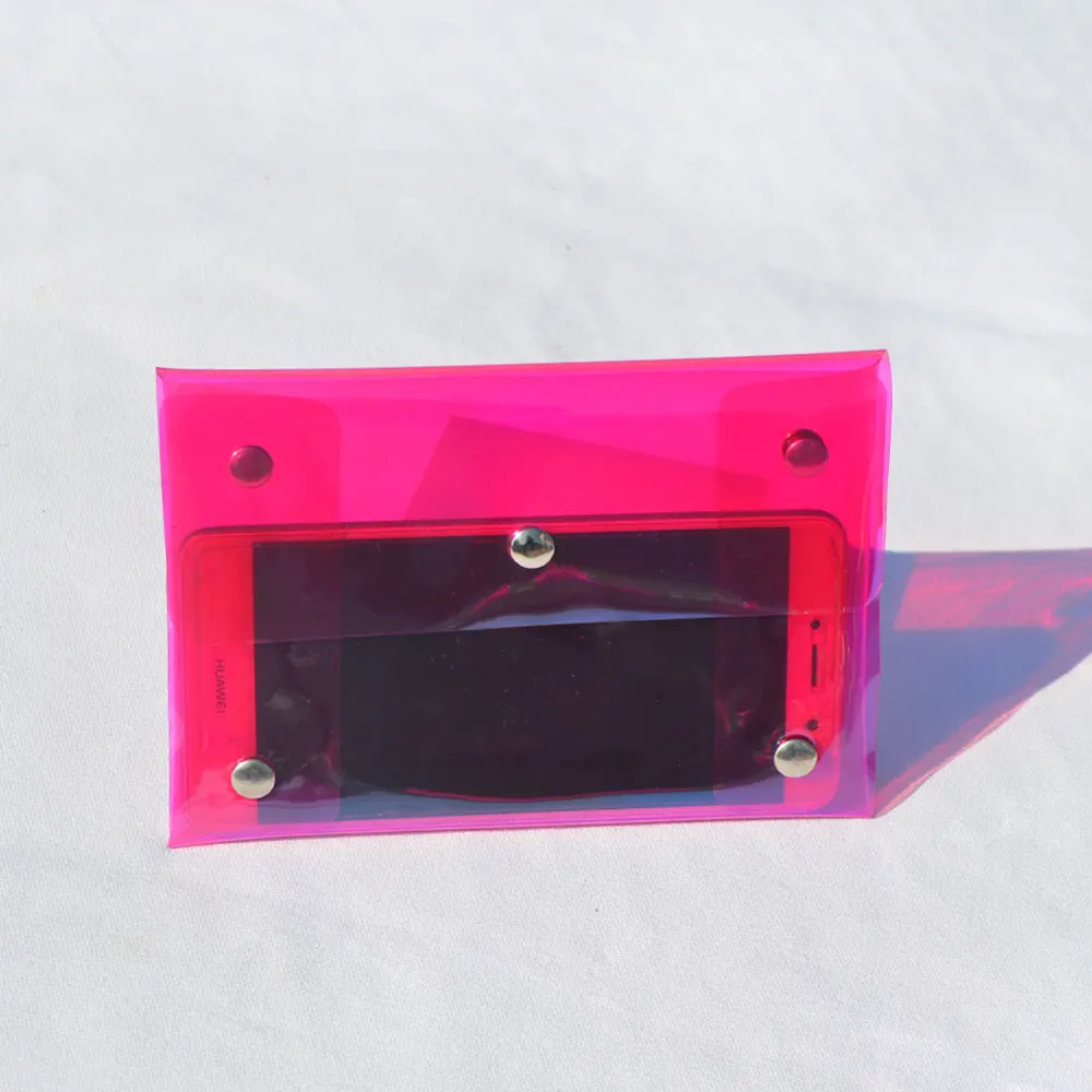 
2019 New Product Plastic PVC Candy Color Neon Color Transparent Bag For Cell Phone and Cosmetics Packing 