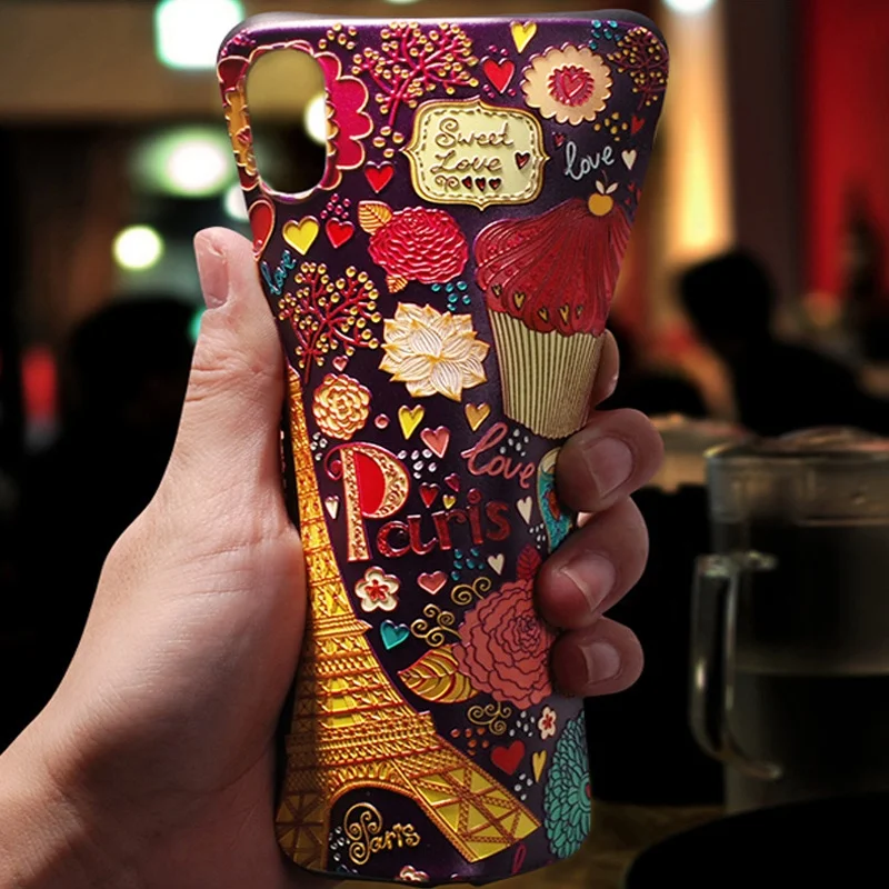 Custom Cute Cartoon 3D Cat Emboss Silicone Mobile Phone Case For iPhone 8 Plus X ,Mobile Phone Accessories