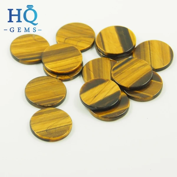 Semi-preciouse gemstone disc double flat back tiger eye plate stone