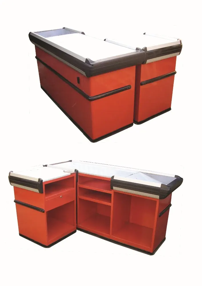 Stainless steel supermarket store commercial cashier counter ,checkout counter equipment