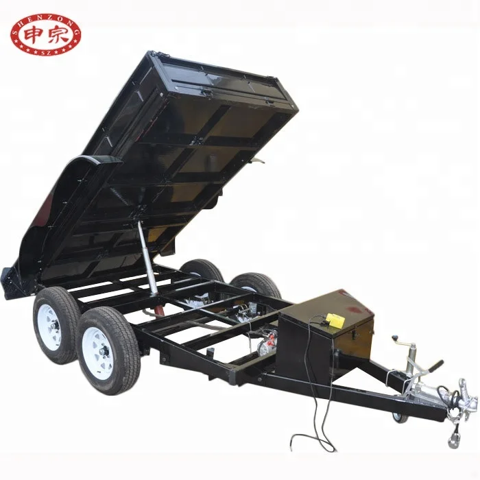 tandem vehicle hydraulic dump steel box trailer with electric brakes