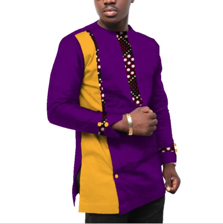 Best seller African Gentleman Shirt with 100% cotton wax printing fabric
