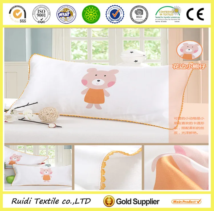 100% natural silk cartoon animal design printed toddler kids baby pillow case for bedding use