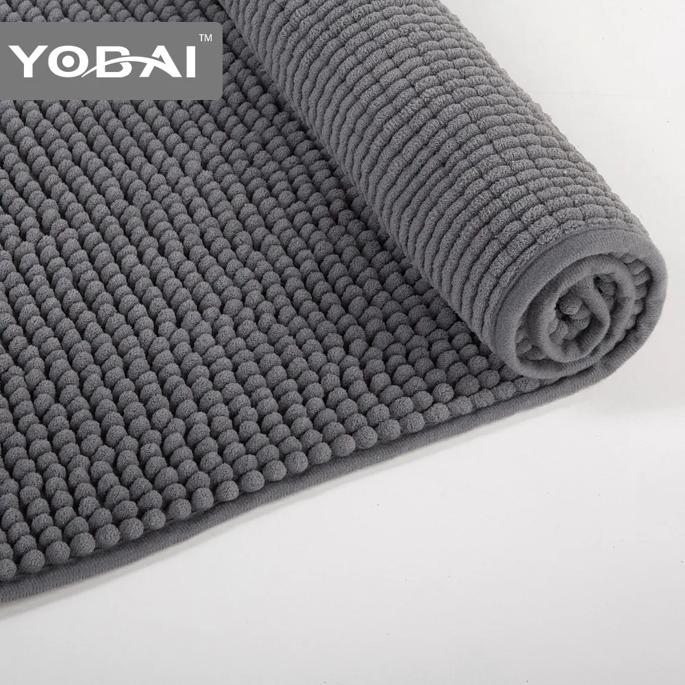 Custom Anti Slip Chenille Towel Non Slip Bath Mat Set
