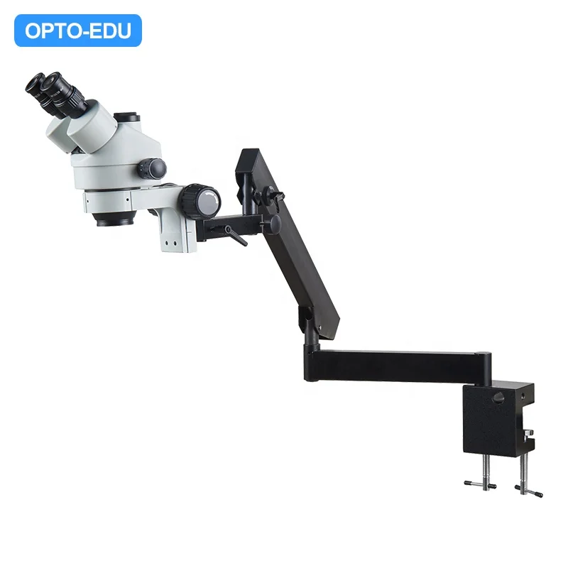 OPTO-EDU A23.3645-STL6AT Trinocular Swing Arm Boom Stand Without Light Source 7-45x Zoom Stereo Microscope