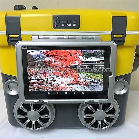 Food  beer can cooler box with wireless speaker and tablet holder
