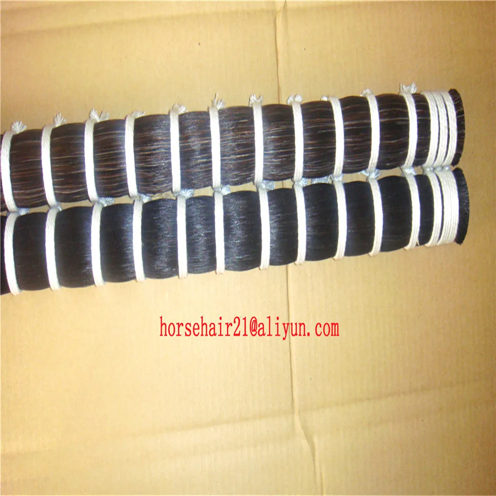 110CM Blunt cut bottom horsetail hair ( double drawn Tail hair ) 36Inch Black horse tail hairs for sale