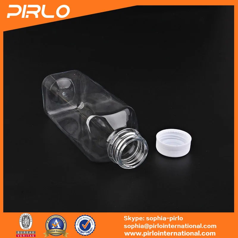 16oz 475ml transparent square PET material plastic beverage bottle juice bottle