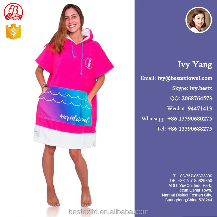 Microfiber towel label adult hooded surf poncho