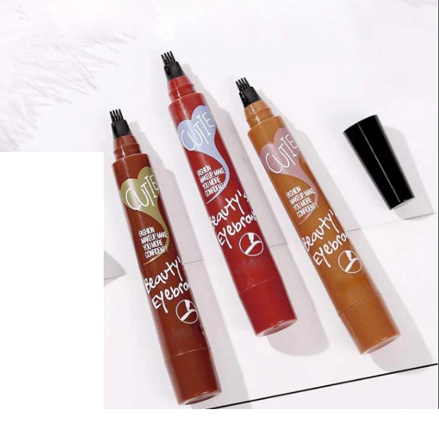 New Product Wholesales Korean cosmetics beginner 4 tip fork eyebrow pencil eyebrow liquid long lasting waterproof nonmarking