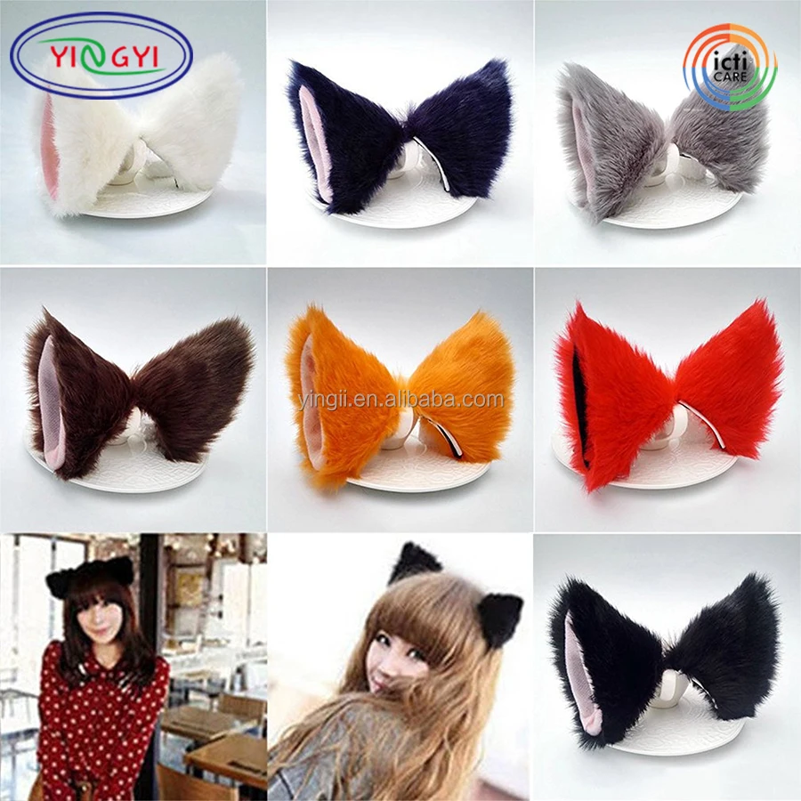 F535 Plush Cat Ears Hair Clip Hairpin Anime Cosplay Party Costume Headwear Headbands Anime Cosplay